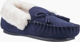 Hush Puppies Womens Agnes Womens Fur Slipper - Navy - Size: 4