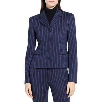 Theory Metallic Pinstripe Fitted Jacket in Navy Multi at Nordstrom Rack, Size 00