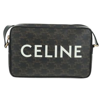 Celine Logo Messenger Triomphe Coated Canvas Black Pvc Handbag (Pre-Owned)