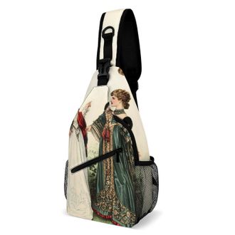 Generic Ancient European Victorian Era Royal Court Lady Unisex Shoulder Bags Casual Crossbody Chest Bag Sling Backpack for Hiking Cycling Travel