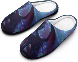 Generic Dragon Purple Galaxy Womens Slippers Winter Warm House Shoes Indoor Outdoor Hotel Slipper