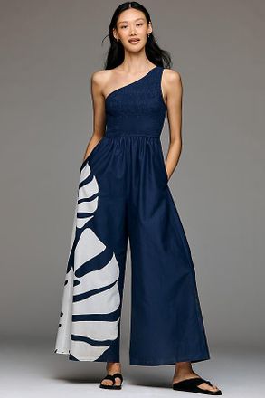 Hutch Cotton One-Shoulder Palm Jumpsuit