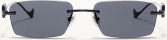 Valentino Rectangular Metal Sunglasses unisex BLACK/GREY 55