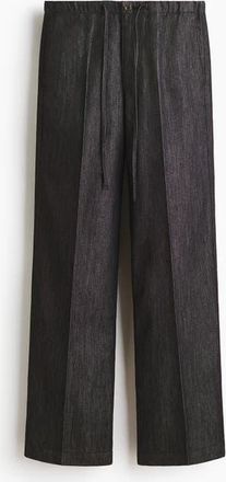 H&M Denim Drawstring Trousers in Washed Black at Nordstrom, Size 10