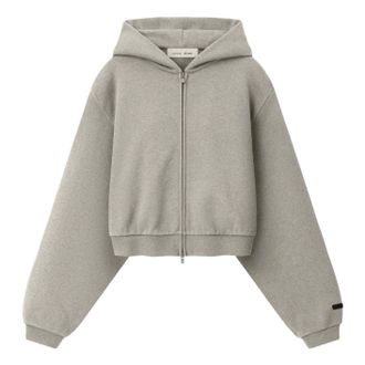 Fear of God (WMNS) Fear of God Essentials Embossed Cropped Zip-Up Hoodie Warm Heather RW01481-0096