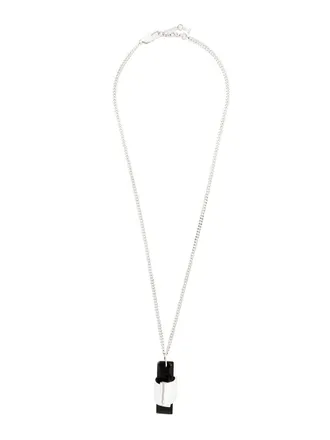 Coup de Coeur agate stone long pendant - Metallic