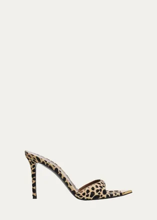 Giuseppe Zanotti 90mm Leopard Calf Hair Mules