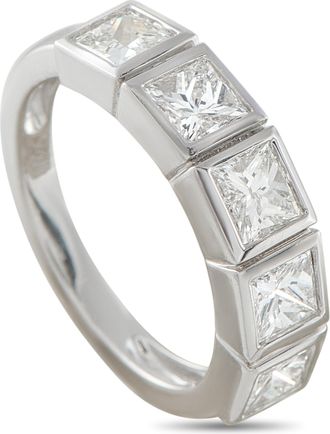 Luxury Bazaar 18K White Gold 1.80 ct Diamond Princess-Cut 5-Stone Ring ALR-19903