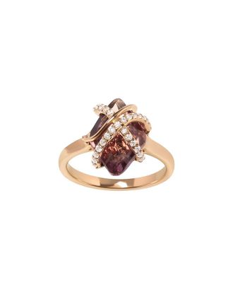 House of Brilliance Haus Of Brilliance 14K Rose Gold 3.13 Ct. Tw. Diamond & Lab-Grown Amethyst Cocktail Ring