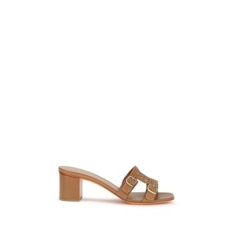 Santoni Beige Calf Leather Bos Taurus Platform Womens Sandals