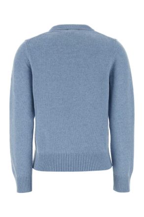 Ganni Womens Light-Blue Wool Blend Sweater Soft Chambray Maglieria
