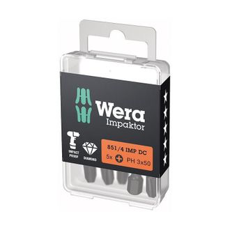 Wera Bit Impaktor 1/4 Din 3126 E6.3 Ph3x50mm 5er Pack Pack