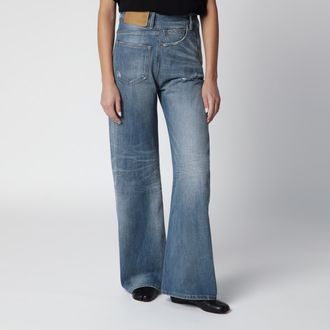 Maison Margiela Jeans strappati a gamba larga in denim blu medio