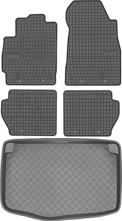 OEM Mazda 2 Iii Hatchback De 2014 (juego) - Alfombrillas De Goma Para Coche + Alfombrilla Para Maletero