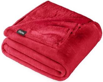 Bare Home Microplush Fleece Throw Blanket in Red at Nordstrom, Size Standard