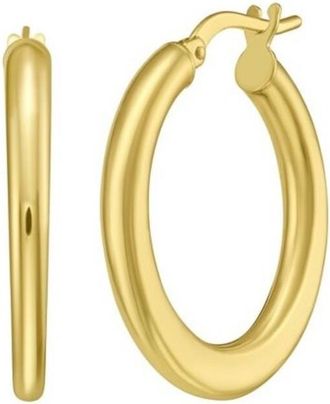 Tresorra 14K Yellow Gold Graduated Flat Hoop Earrings