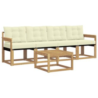 vidaXL Conjunto De Sof&aacute;s De Exterior Con Coj&iacute;n 5 Pcs Blanco Y Crema Vidaxl