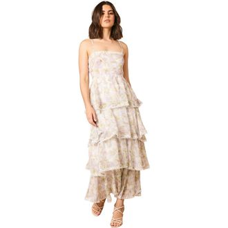 Oasis Tiered Spaghetti Strap Maxi Dress in Ivory at Nordstrom, Size 12
