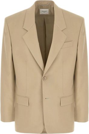 Saint Laurent Wollen-Zijden Blazer - Dames - Blazers - Beige - M - Wol - Jassen