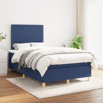 vidaXL Cama Box Spring Con Colch&oacute;n Tela Azul 120x200 Cm Vidaxl