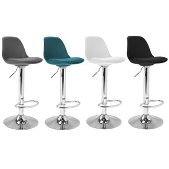 IDMarket Set Di 4 Sgabelli Da Bar Karl Grigio Scuro, Blu Anatra, Bianco E Nero