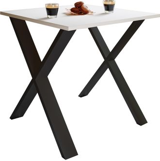 ebuy24 Ebuy24 - Mesa De Comedor De Madera Vcm Premium Al. 76 X An. 80 X P. 50 Cm Mesa De Comedor De Cocina Mesa Xona X (negro / Blanco)