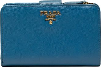 Prada Blue Leather Wallet (Bi-Fold) (Pre-Owned)