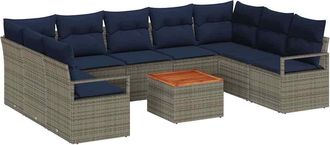 vidaXL Conjunto De Sof&aacute;s De Jard&iacute;n 10 Uds. Gris Rat&aacute;n Sint&eacute;tico Vidaxl