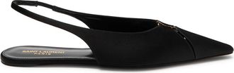 Saint Laurent Babylone Satin Slingback Flats - Black - 38 (IT38 / UK5)