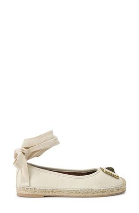 Kurt Geiger Pimlico Espadrille Ankle Wrap Ballet Flat in Natural at Nordstrom, Size 6.5Us