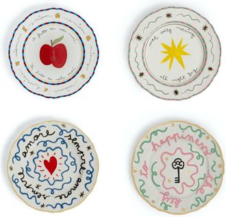 BITOSSI HOME Set de 4 Piezas - Plato 16,5 cm - Coraz&oacute;n, Estrella, Manzana, Llave