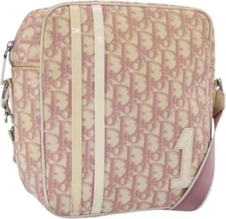 Dior Pre-owned Cross Body Bags, female, Pink, Size: ONE SIZE Pre-owned Vintage Trotter Canvas Shoulder Bag