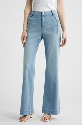 Kobi Halperin Keren High Waist Wide Leg Cotton Pants in Light Indigo at Nordstrom, Size 32