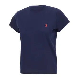 Polo Ralph Lauren T-Shirts, female, Blue, Size: XS Cotton Crew Neck T-Shirt