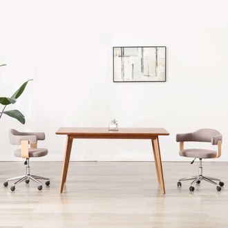 vidaXL Silla De Comedor Giratoria De Madera Curvada Y Tela Gris Taupe Vidaxl