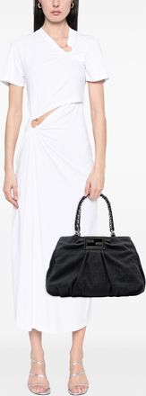 Fendi Womens Pre-owned Zucca Canvas Mia Chain Tote - Black Textile - One Size