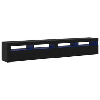 Berkfield Home TV Cabinets 2 pcs with LED Lights Black Oak Engineered Wood