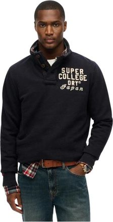 Superdry Vintage Athletic Henley Katoenen Jumper Navy - Heren - Sweatshirts - Blauw - S - Katoen - Hoodies & sweatvesten