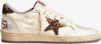 Golden Goose Niedrige Nappaledersneakers mit Leoparden-Stern Ballstar