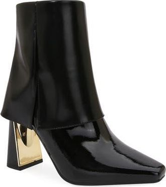 Ninety Union Folded Calf Metal Heel Bootie in Black at Nordstrom, Size 13