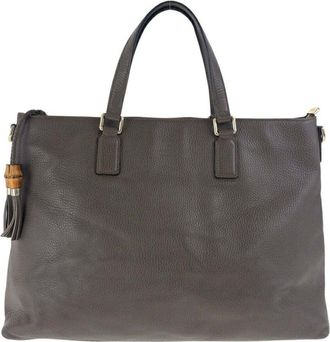 Gucci Brown Leather Bamboo Tote (Authentic Pre-Loved)