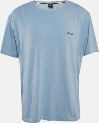 HUGO BOSS Boss By Hugo Boss Blue Logo Print Jersey Crew Neck T-Shirt