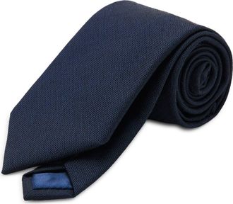 Mango Solid Wool Blend Tie in Navy at Nordstrom