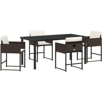 vidaXL Conjunto De Comedor De Jard&iacute;n Con Coj&iacute;n 5 Pcs Marr&oacute;n Polirat&aacute;n Vidaxl