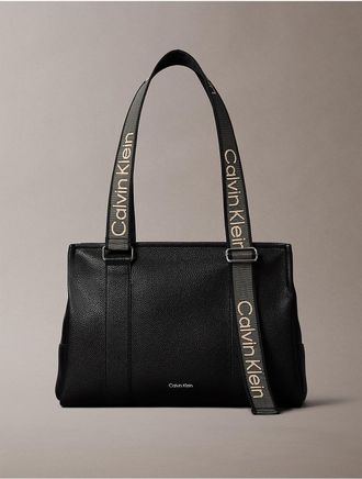 Calvin Klein Womens Logo Strap Tote Bag - Black