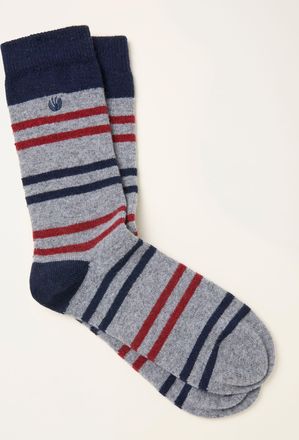 Fat Face FatFace Grey Striped Wool Blend Socks