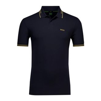 HUGO BOSS Tops, Heren, Blauw, M, Korte Mouw Donkerblauwe Poloshirt