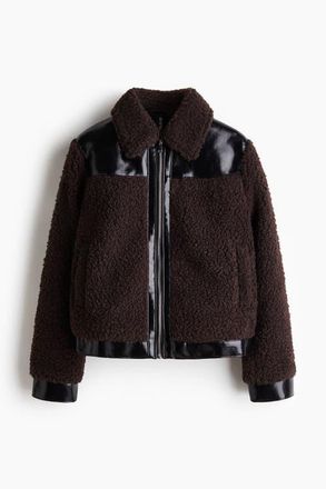 H&M Teddy Jacket in Dark Brown at Nordstrom, Size Xx-Large