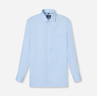 Olymp Businesshemd OLYMP Luxor modern fit, Herren, Gr. 37, N-Gr, blau (bleu), Web, Obermaterial: 100% Baumwolle, 2-Knopf-Manschette, Hemden Businesshemd