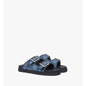 MCM Monogram Sandals in Denim Jacquard